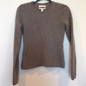 Taupe Cashmere Scoop Neck Sweater